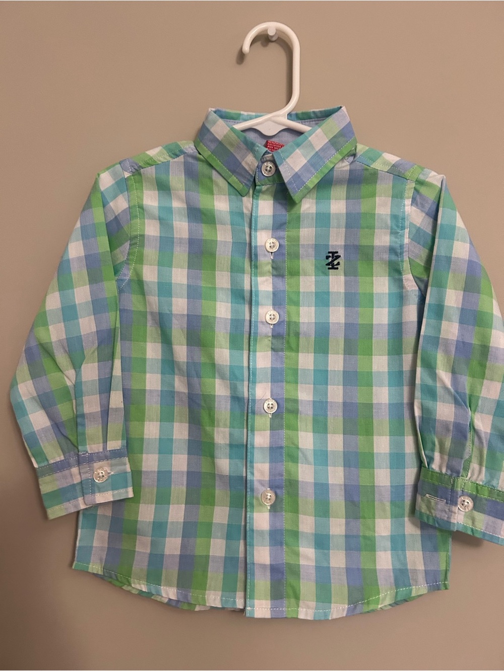 Izod Green & Blue Plaid Button-Down Shirt